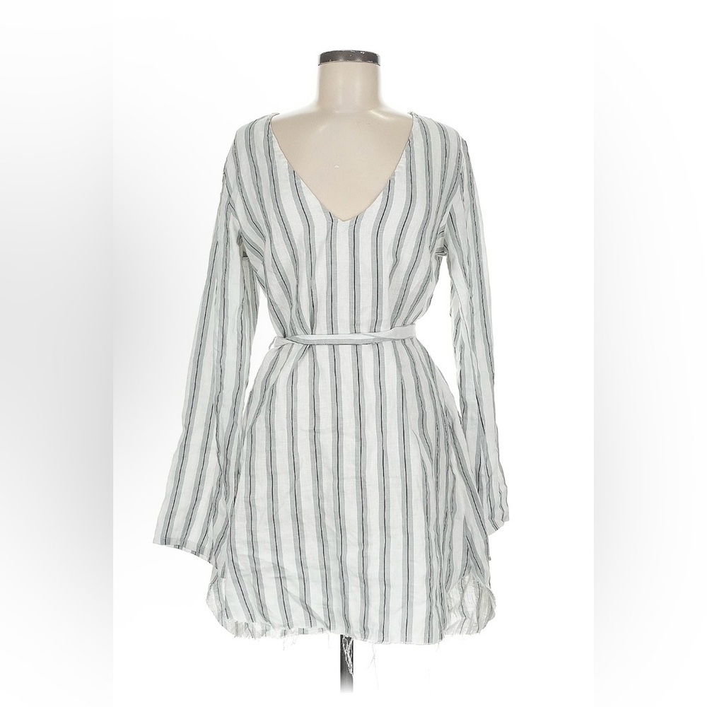 Faithfull the Brand Long Sleeve Striped Linen Dress
